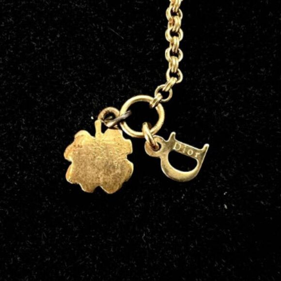 ✨ RARE Authentic Dior Trotter Rose Quartz Gold-Tone delicate Necklace – 16”~20” - Picture 7 of 8